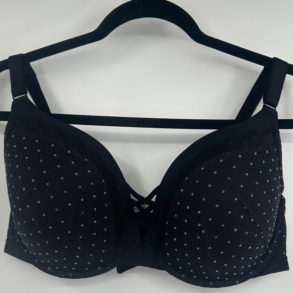 Torrid Curve Black With BluePolka Dot Bra Size 40DDD F0037